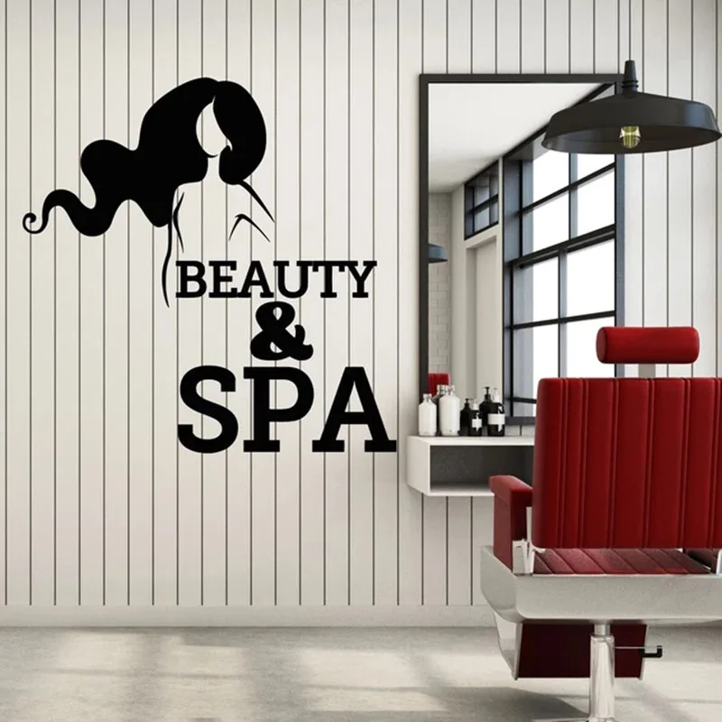Woman Wall Decal Girl Hair Spa Room Beauty Center Massage Relax Time Interior Decor Door Window Vinyl Sticker Art Wallpaper Q643 | Дом и сад