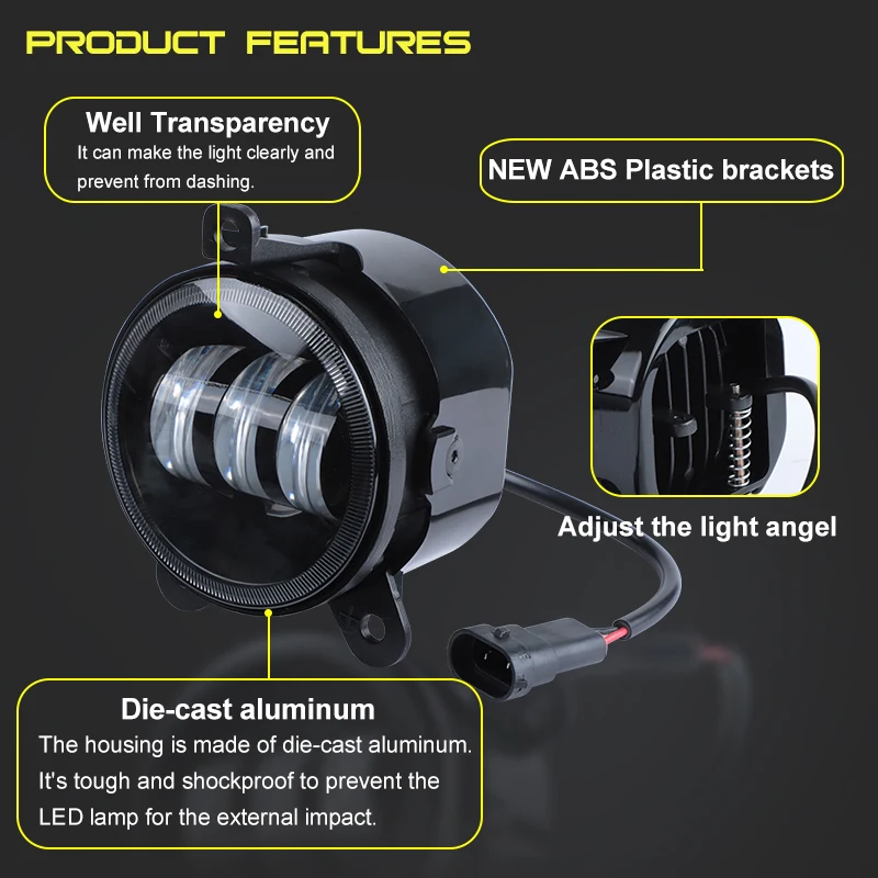 2 шт. 3 5 Inch двойной цвет светодиодные противотуманные фары 30 Вт 6000 К белый 3000