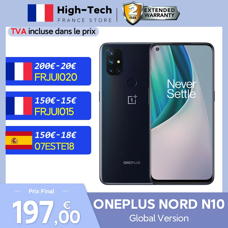Смартфон Oneplus N10 Nord 5G дисплей 6 49 дюйма 90 Гц ГБ ОЗУ 128 Гб ПЗУ Snapdragon восемь
