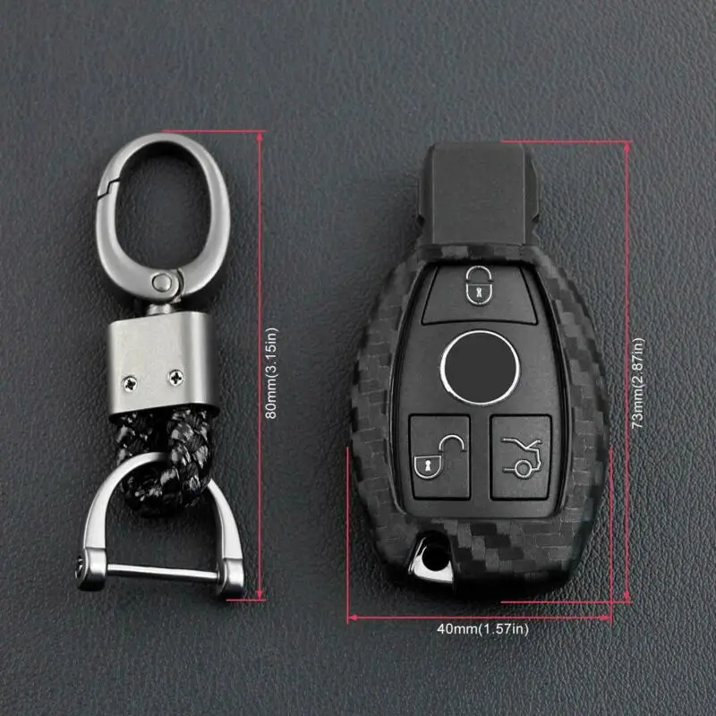 

Cover Key Case Fob Accessories Car Carbon Fiber Style Silicon For Mercedes-Benz