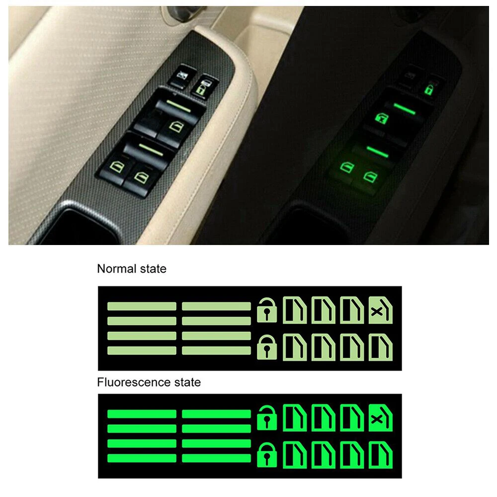 

Car Windows Control Panel Luminous Stickers Car Door Window Lift Button Decal Luminous Stickers Auto Interior Accessories