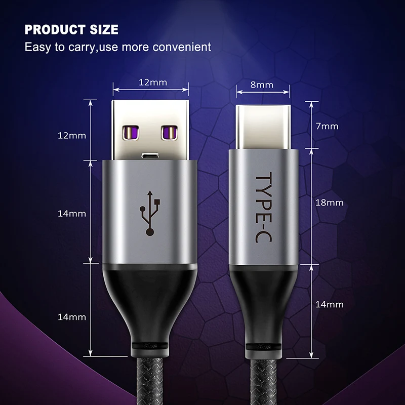 Кабель usb type-C 5А, супер зарядный кабель для huawei p20, быстрая зарядка, кабель для быстрой зарядки samsung S9 Note 9 C199