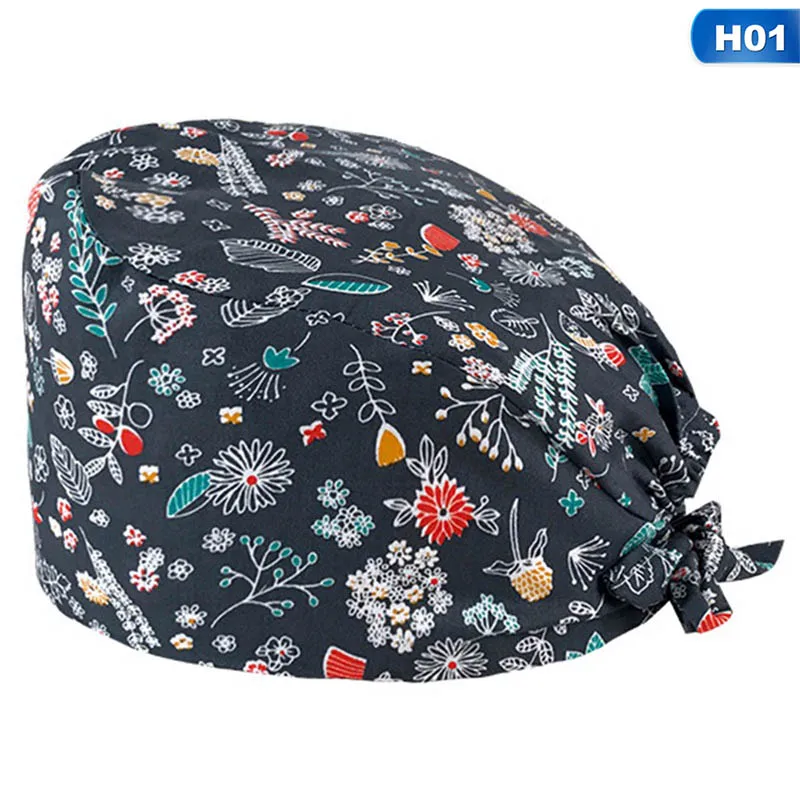 

Cotton Surgical Cap Men And Women Doctor And Nurse Cap Sweat-absorbent Towel Printing Fashion Doctor Cap New Style
