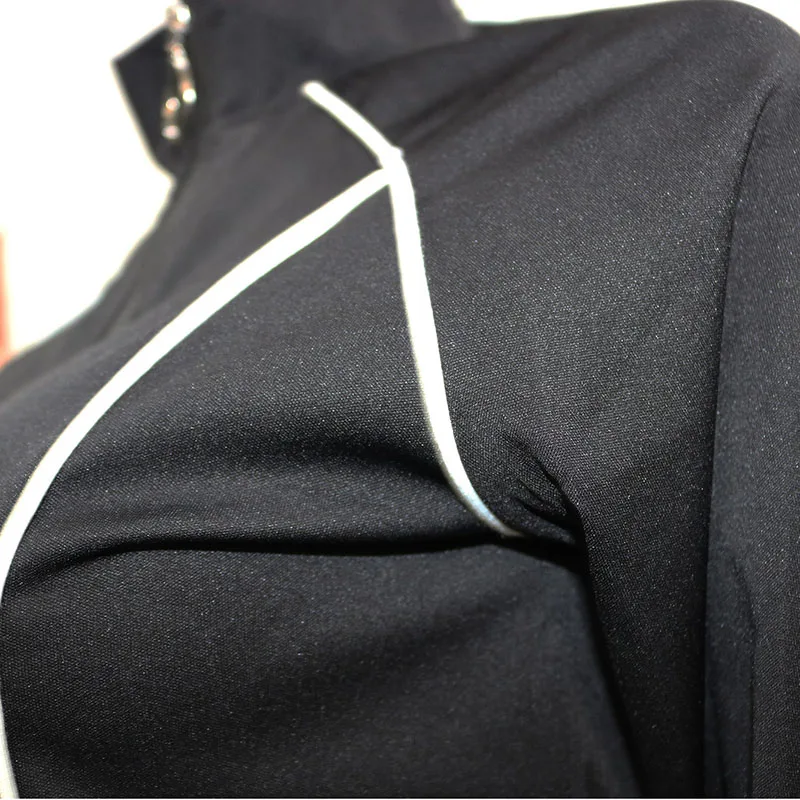 

Autumn Women's Casual Suit Zipper Slim-Fit Solid Color Stitching Top Pants Two Piece Suit European and American Clothing