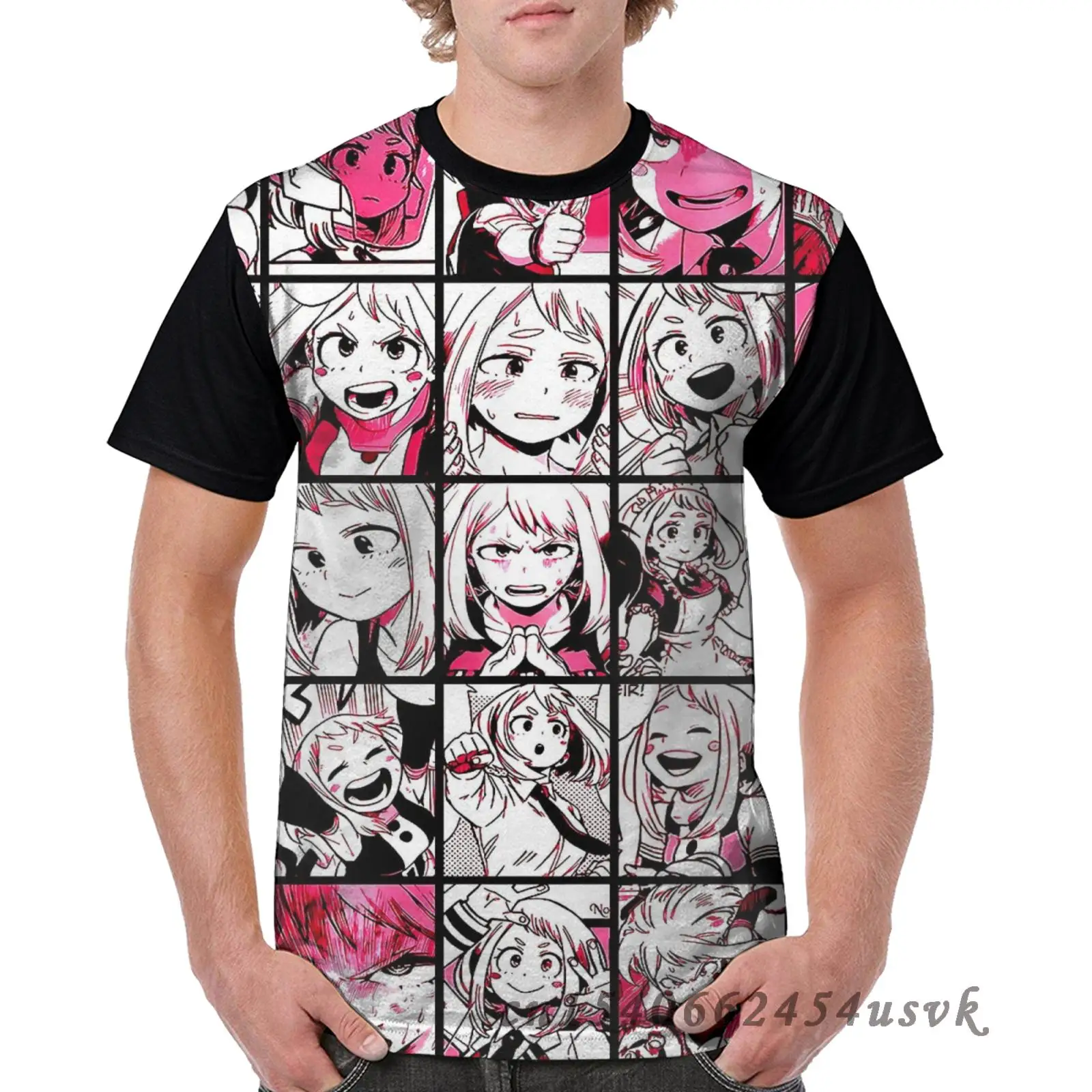 Забавный Графический Мужская футболка с рисунком футболки Uraraka Ochako коллаж