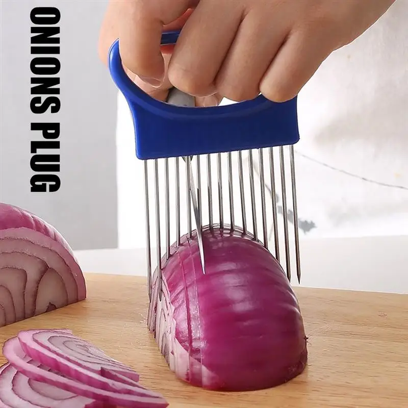 

Onion Slicer Fork Plastic Handle Tomato Vegetables Slicing Cutting Chopper Chips Making Tool Kitchen Gadgets