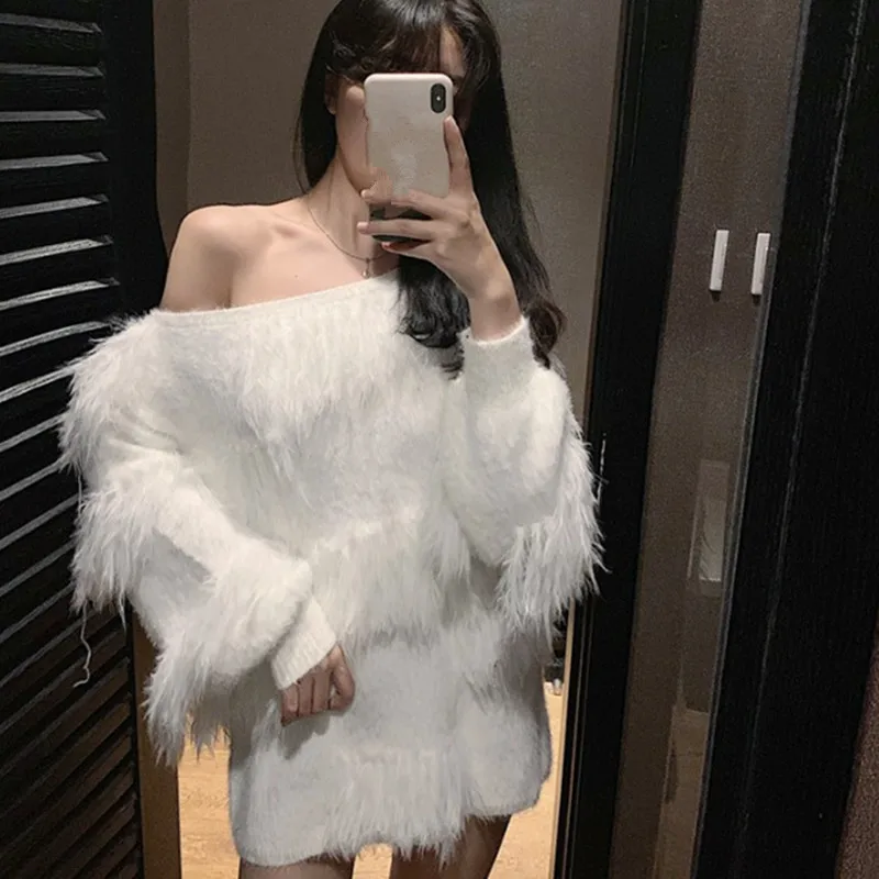 

Net Red Tassel Round Neck Pullover Sweater Women 2021 Spring Autumn New Fashion Loose Solid Color Knitting Sweaters Female A522
