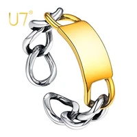u7 womens open ring 925 sterling silver gold stury cuban link chain ring stackable midi pinky ring