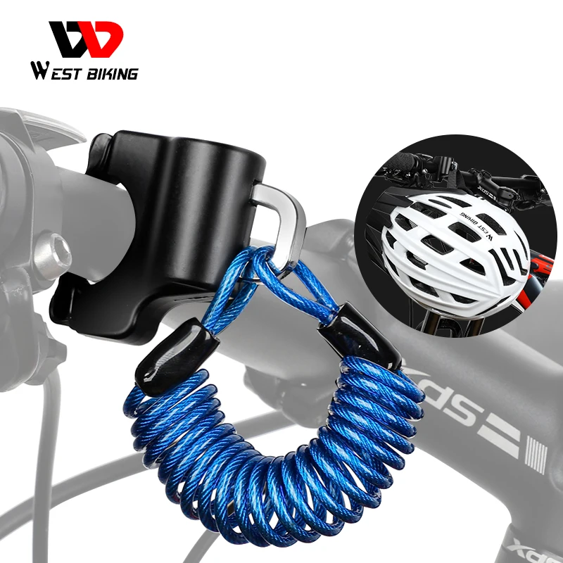 

WEST BIKING Mini Bike Helmet Lock Anti-Theft Alloy Cable Lock for Helmet Bag Motorcycle MTB Bicycle Accessories with Two Keys
