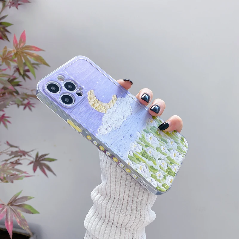 

Tulip flower phone Protection case For iPhone 11 12 pro Max x xs Max XR 7 8 Plus aesthetic Shockproof Soft Back Cover for girls