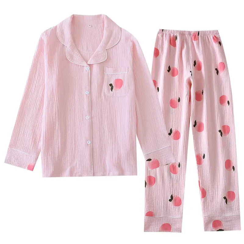 

Свежие фрукты Пижамы Cute Pink Пижамы Комплекты женщин Harajuku Пижамы для женщин Длинные рукава сорочек Set Спокойной Homewear