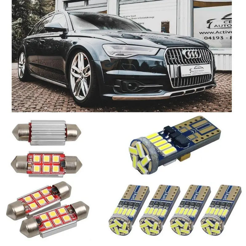 

Interior led Car lights For audi A6 allroad 4gh 4gj estate Reading dome bulbs for cars error free License Plate Light 14pc/lot