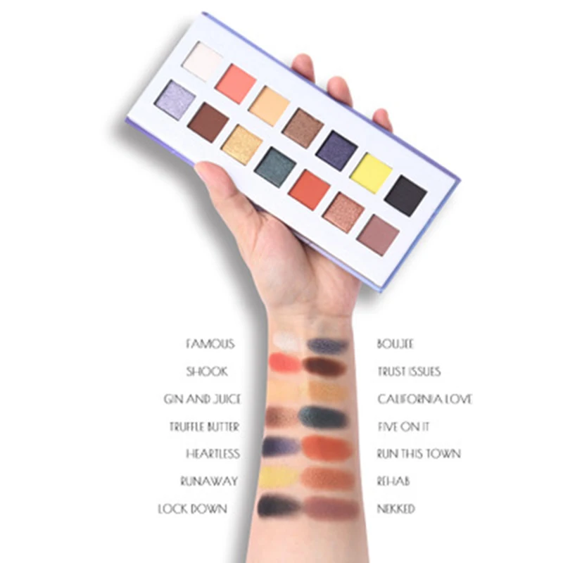 Мягкая знойная палитра теней для век 14 матовых металлических цветов длительного