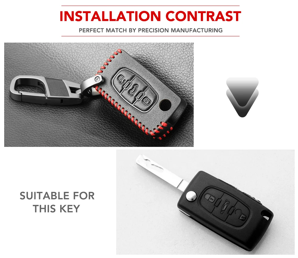 2/3 Buttons Leather Car Key Case For PEUGEOT 207 307 308 407 408 307SW 308SW RCZ Citroen C3 C4 C4L C5 C6 Protector Cover | Автомобили и