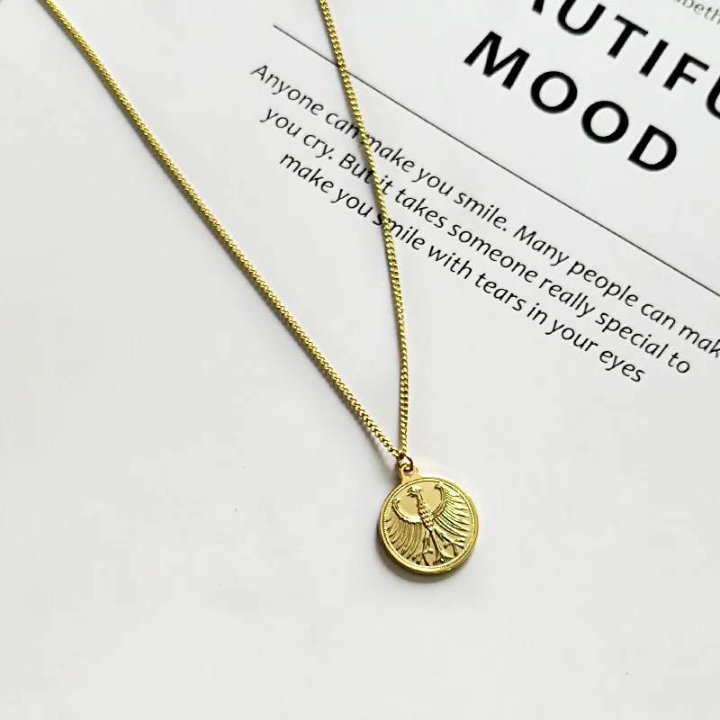 Eagle Gold Peri'sbox модное Золотое медальон в форме монеты ожерелье королева елизания ожерелье с портретом шикарные золотые подвески для женщин - Окраска металла: Eagle Gold