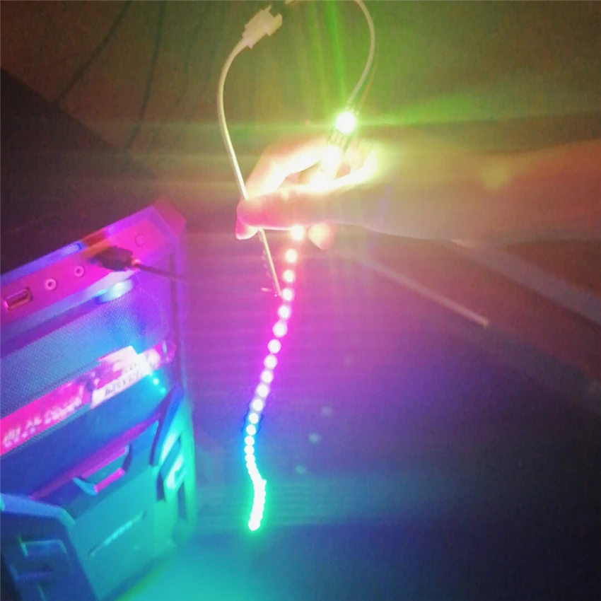 Ws2812b 5 В USB RGB Светодиодная лента 60 Светодиодный s SMD 5050 пикселей светодиодный диодный ленточный светильник HD tv Настольный ПК подсветка экрана 0,5 м 1 м 2 м 3 м 4 м 5 м