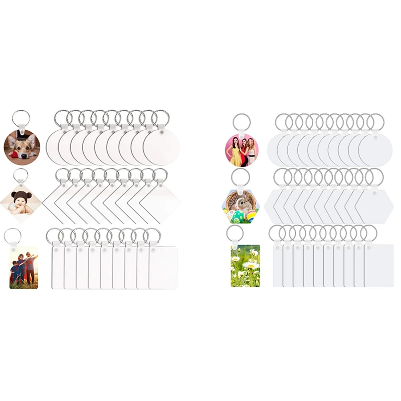 

Sublimation Keychain Blanks, 30Pcs DIY MDF Blank Keychain with Key Rings, Double-Side Printed Heat Transfer Keychain