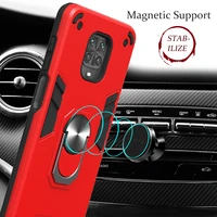 armor shockproof case for xiaomi redmi note 9s 9 pro max 8t 10x magnetic ring stand holder soft tpu frame hard pc back cover