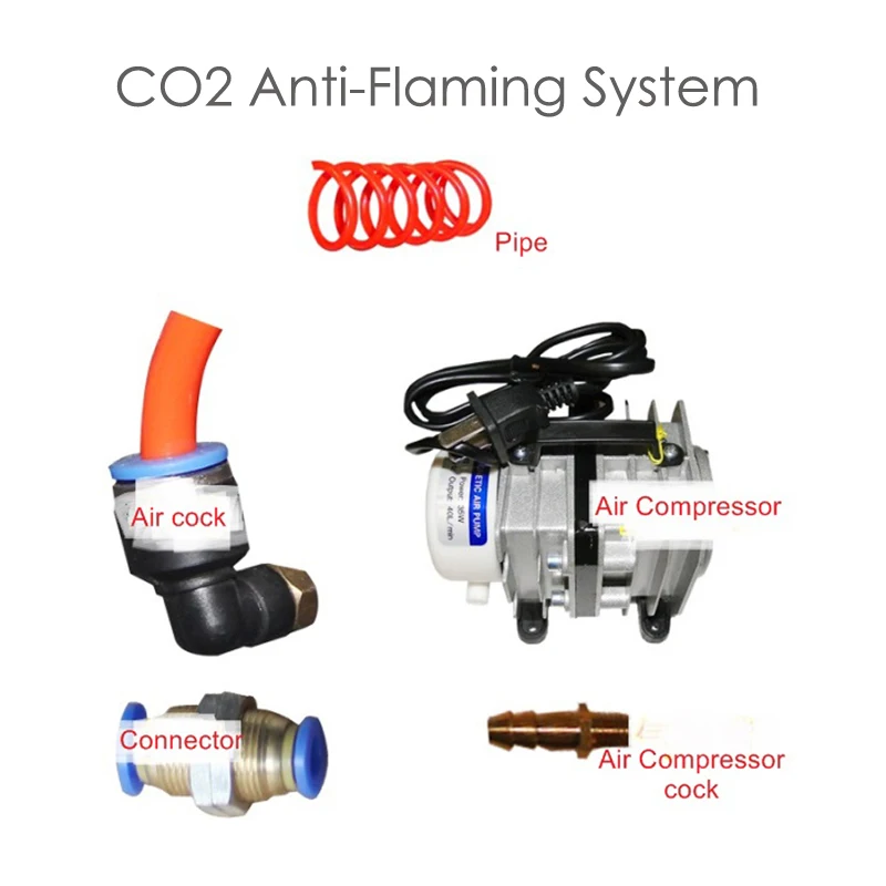 LY CO2 Laser Antiflaming System Kit Anti-flaming With Air Pump Compressor For CNC Cutting Engraving Machine