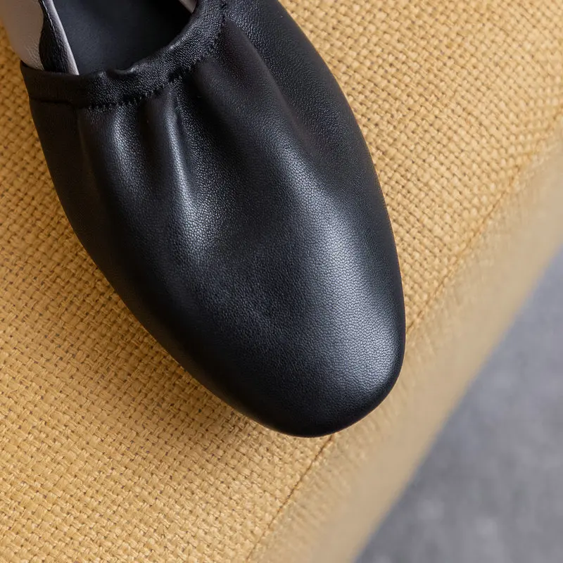 

New Spring Autumn Genuine Leather Pumps for Women Low Heel Solid Loafers Shoes Casual Round Toe Soft Shoes