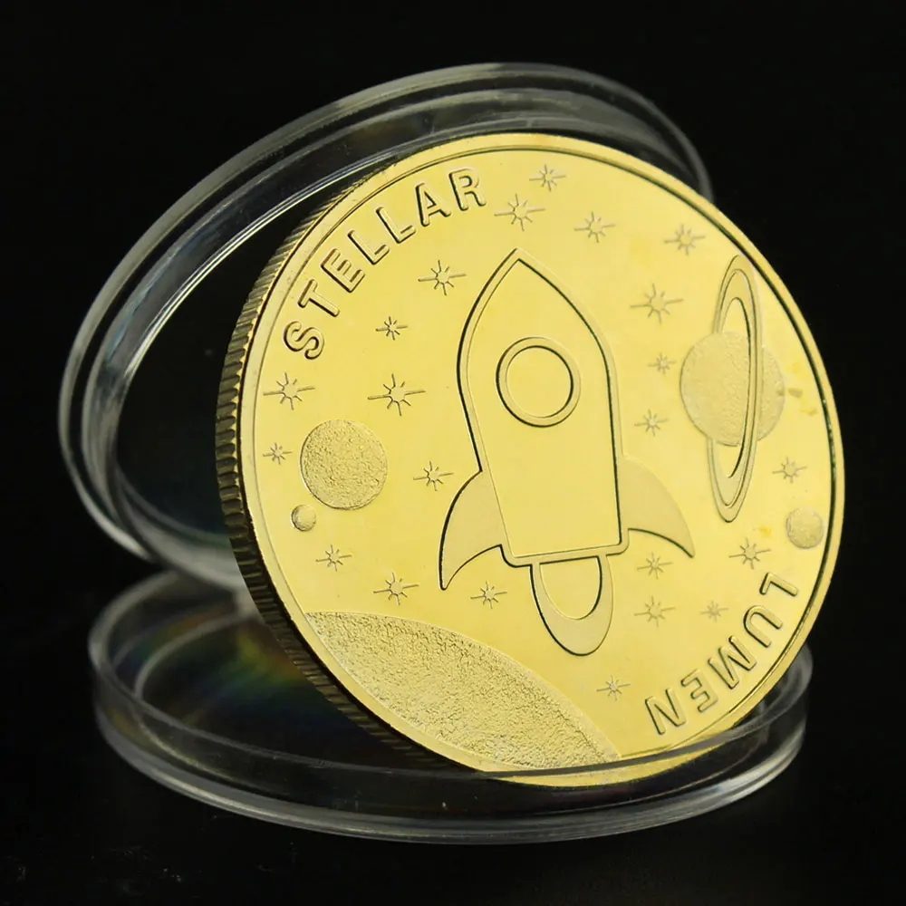 Позолоченная памятная криптовалюта Lumen Stellar Quick Micropayment ракета физическая