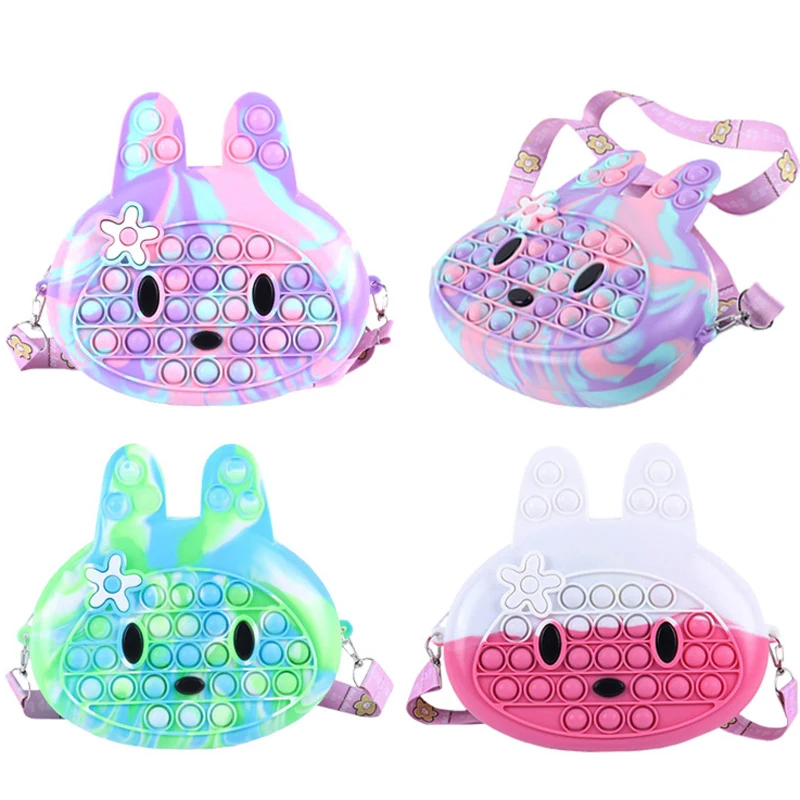 

POP It Push Bubbles Rabbit Kitty Coin Purse Girl Student Girl Shoulder Messenger Bag Child Sensory Play Stress Relief Fidget Toy