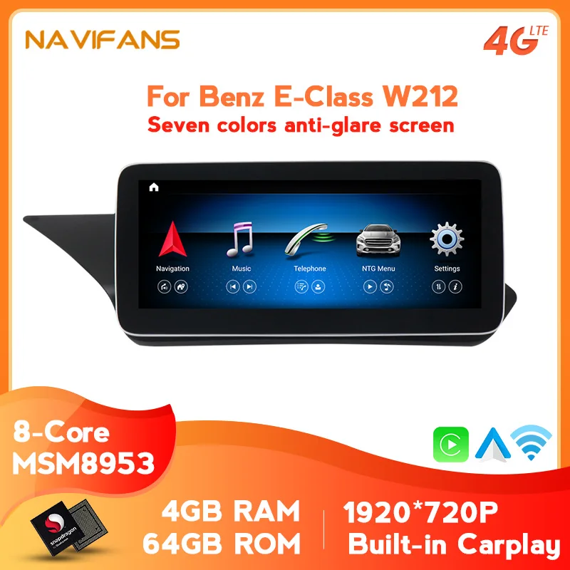 

12.5‘’Anti-glare Screen Android 10 DSP IPS Car Multimedia GPS For Mercedes Benz E Class W212 E200 E230 E260 E300 S212 Carplay
