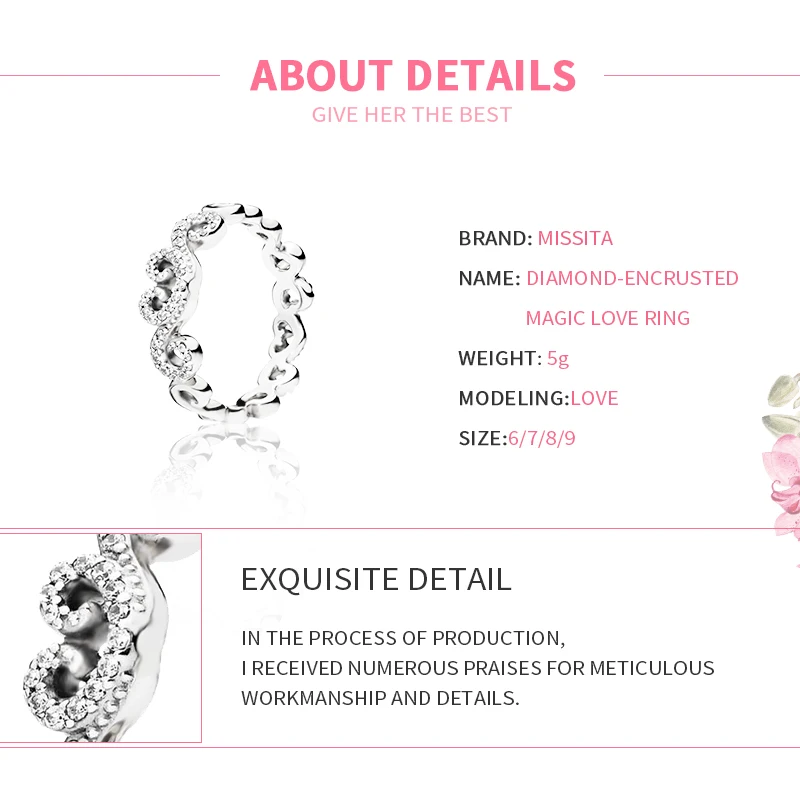 

MISSITA 2019 NEW Magical Love Finger Rings For Women Fit Pan Wedding Anniversary Silver Color Jewelry Gift Dropshipping