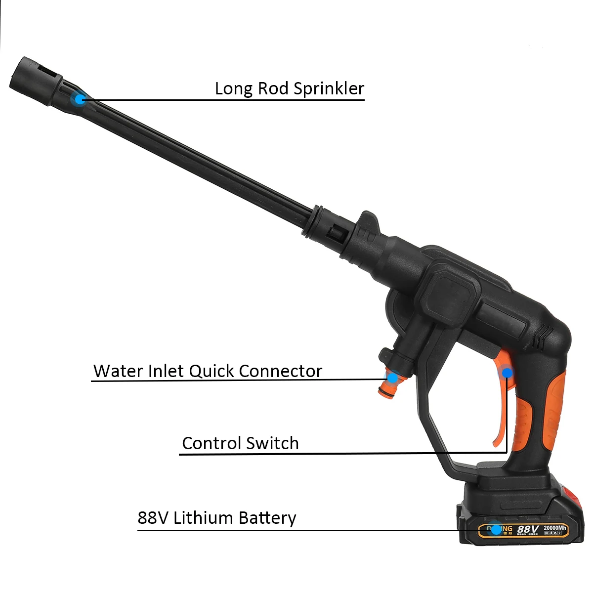 Купить 88 в 50 бар Беспроводная Автомойка высокого давления водяной пистолет портативная мойка высокого давления пена с батареей 20000 мАч
