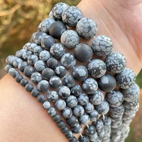 natural frost round snowflak obsidian stone beads for diy necklace bracelets jewelry making strand 15 6810mm free shipping