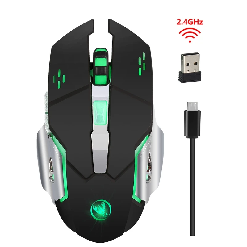 

M70 Wireless Gaming Mouse Adjustable Color Light Streamline Design PC Computer Mice2400 DPI Cursor