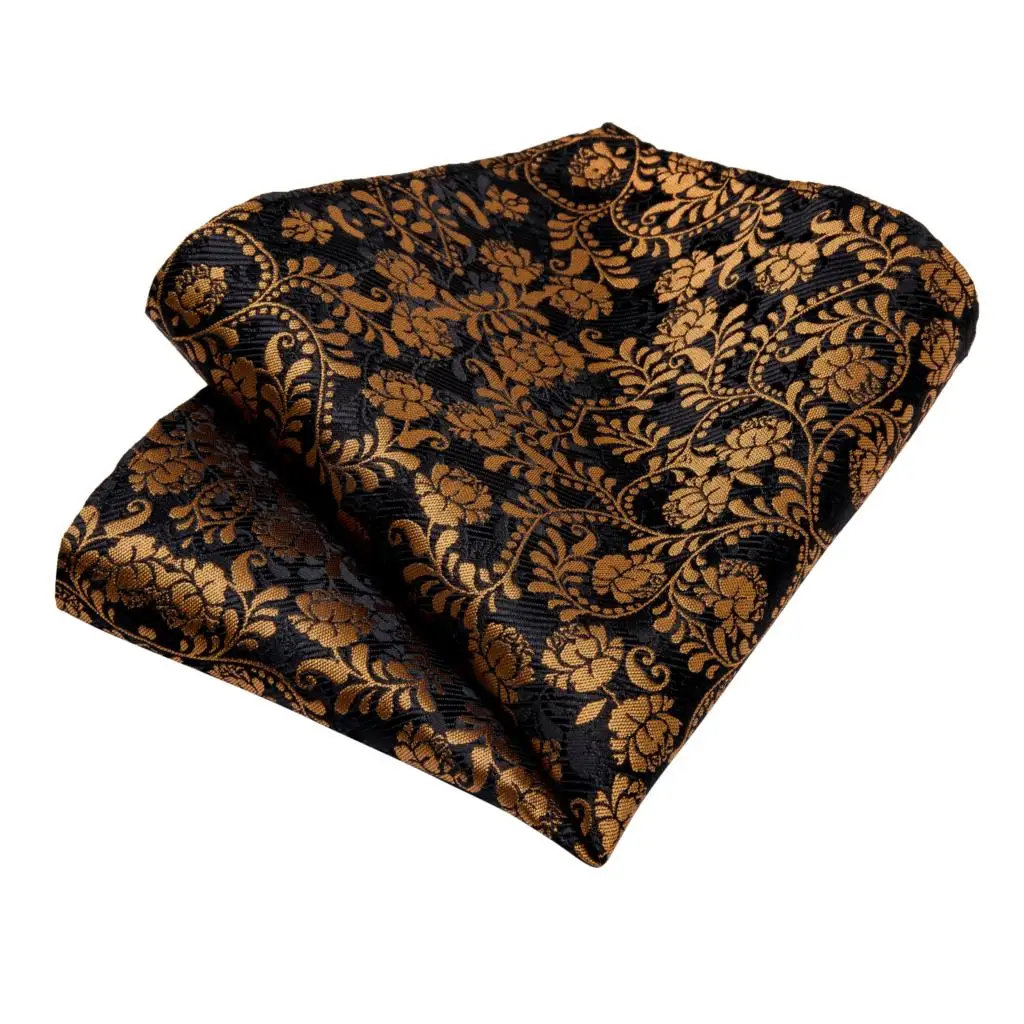 DiBanGu дизайнерский Мужской Шелковый Свадебный галстук золотой черный цветочный