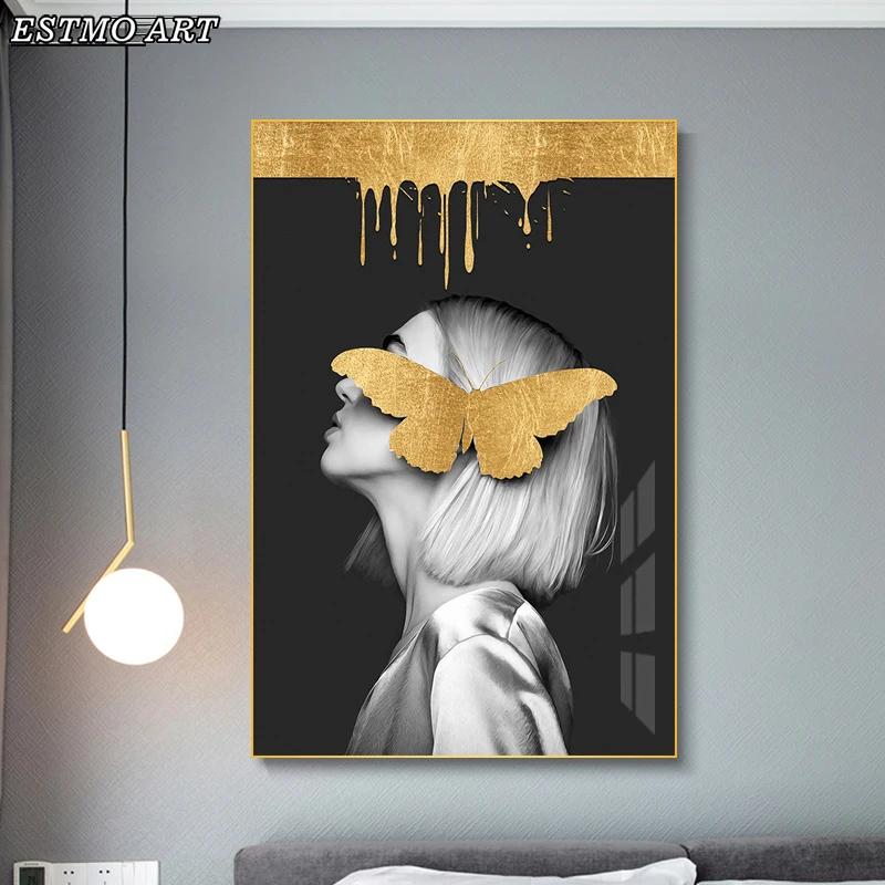 

Modern Home Decor Canvas Painting Nordic Style Art Abstract Fashion Woman Poster Print Scandinavian Wall Picture for Living