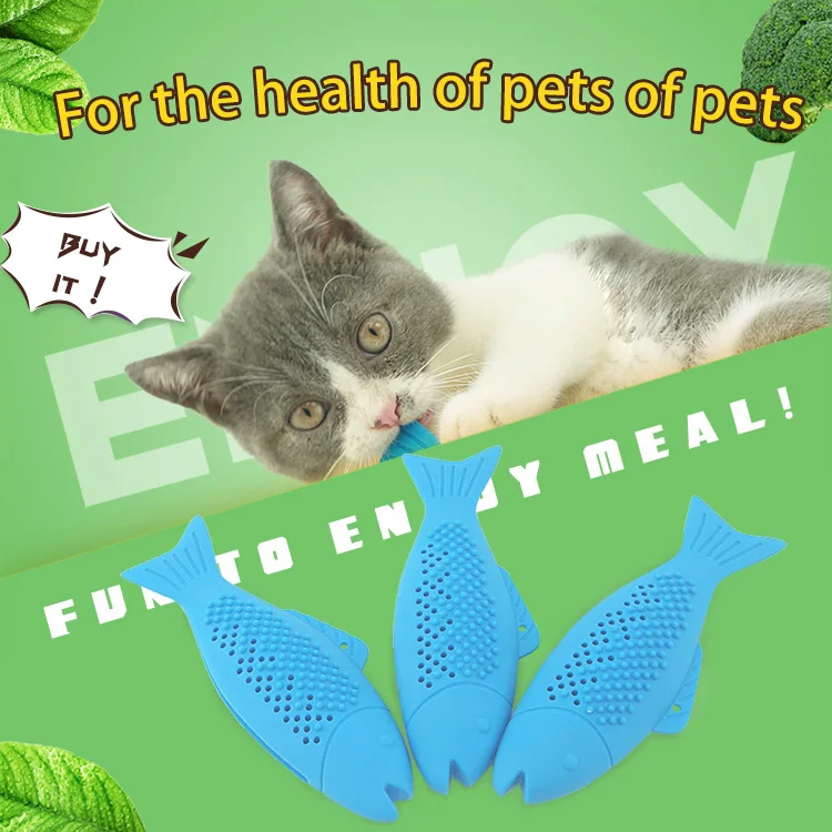 Pet Cats Chew Toys Dog Cute Fish Shaped Cat Toothbrush Toy Teeth Cleaning Stick Interactive KittenFunny | Дом и сад