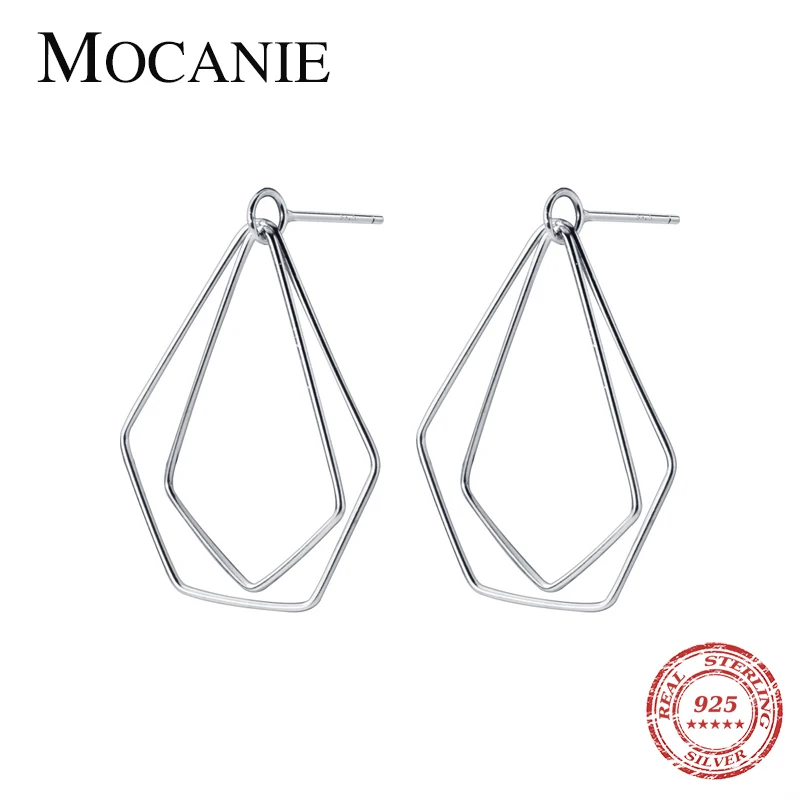 

Mocanie 3 Color Simple Hollow Out Irregular Geometric Double Layer Line Sterling Silver 925 Drop Earring for Women Fine Jewelry