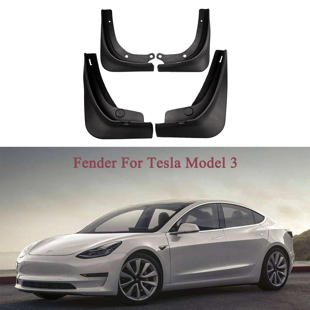 

4Pcs/Set Car Mud Flaps Fender For Tesla Model 3 2016~2019 Mudflaps Splash Guards Front Rear Set Molded Mudguards