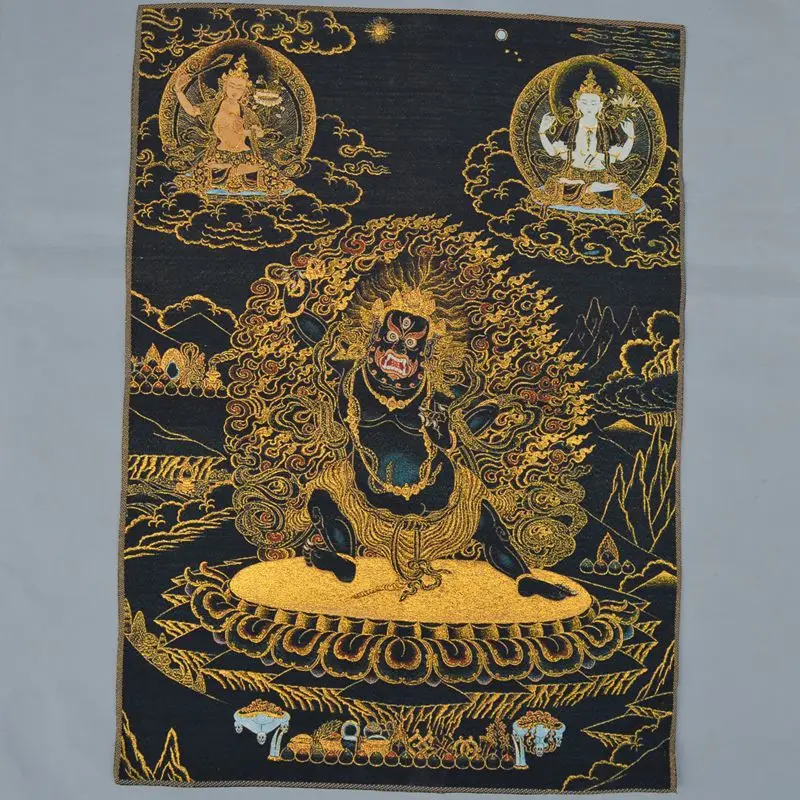 24-дюймовый Шелковый гобелен вышивка картина тибетский Будда тханка черный