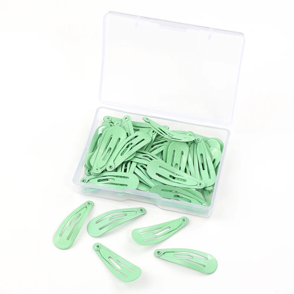 green with box 50 шт. заколка для волос для детей, заколка для волос, аксессуары для волос для девочек и женщин, заколка для волос, однотонная металлическая заколка для волос 3 см - Цвет: green with box