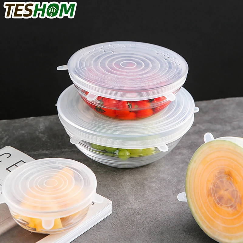 6 шт. многоразовые эластичные силиконовые накладки на чаши|Крышки для посуды| |