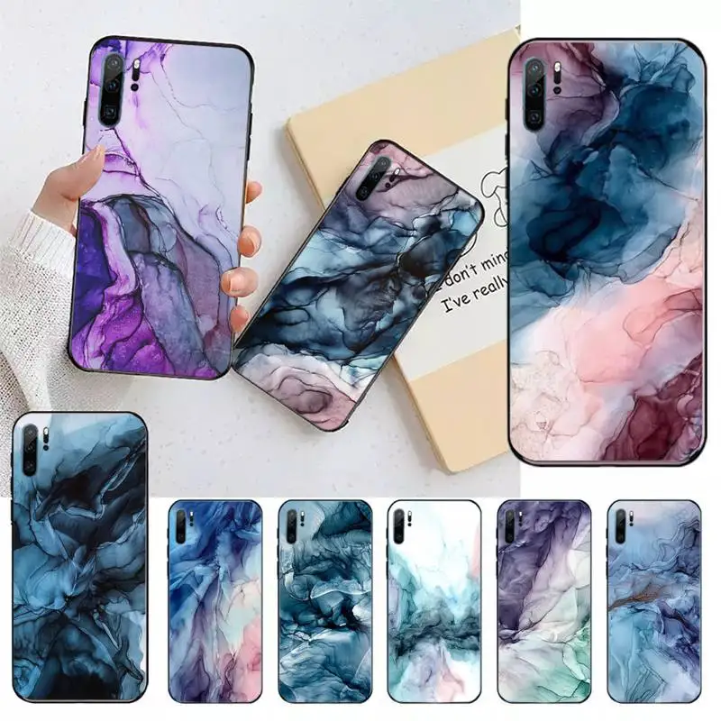 

Ink Brush Marble art style pattern Phone Case For Huawei honor Mate P 10 20 30 40 i 9 8 pro x Lite smart 2019 nova 5t coque