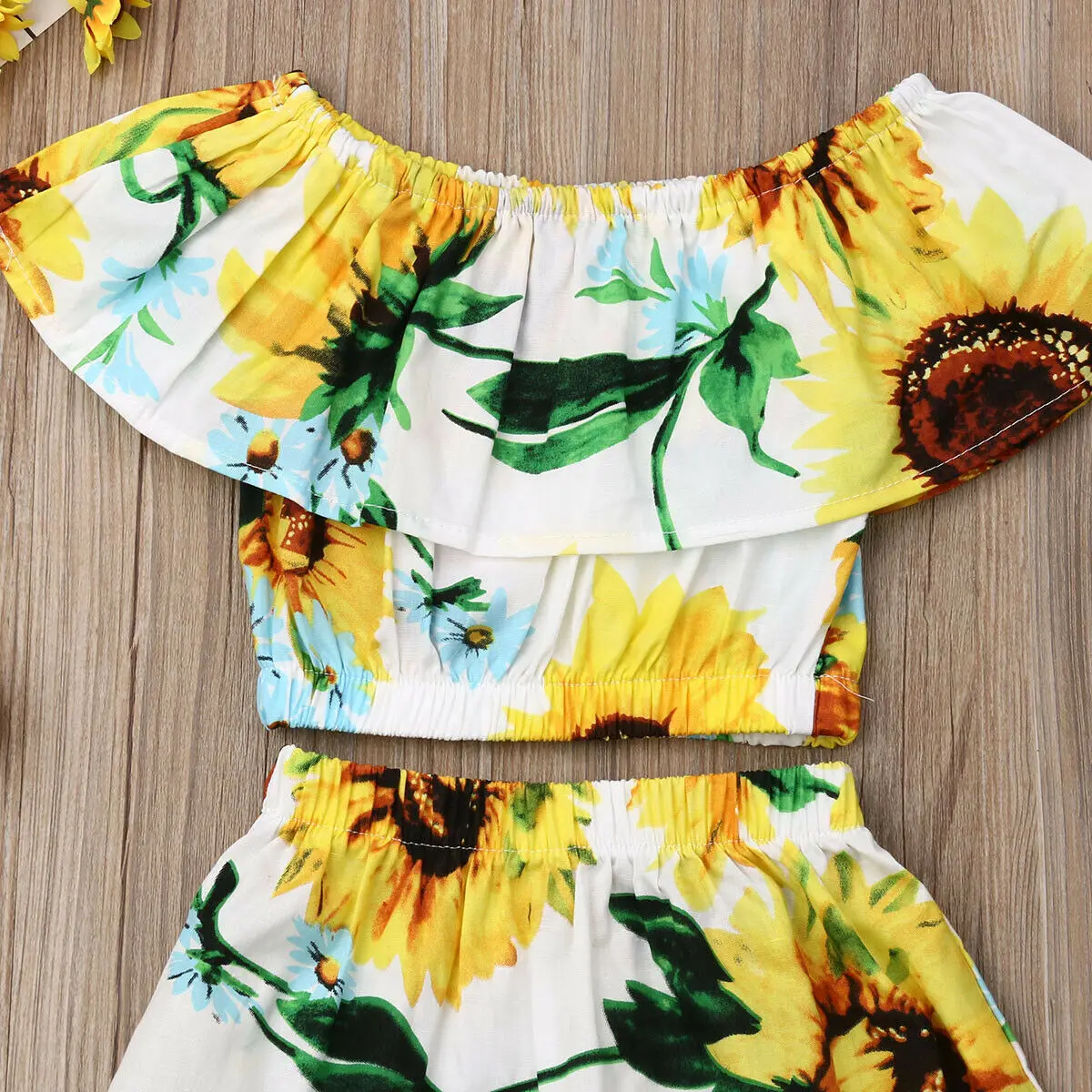 2 шт. однотонный укороченный топ с открытыми плечами и длинная юбка цветочным