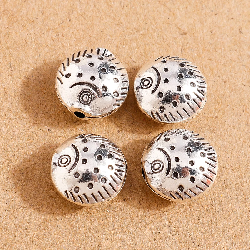 

10pcs 12*12mm Retro Silver Color Cute Fish Charms Beads Loose Spacer Beads for Jewelry Making DIY Handmade Bracelets Accessories