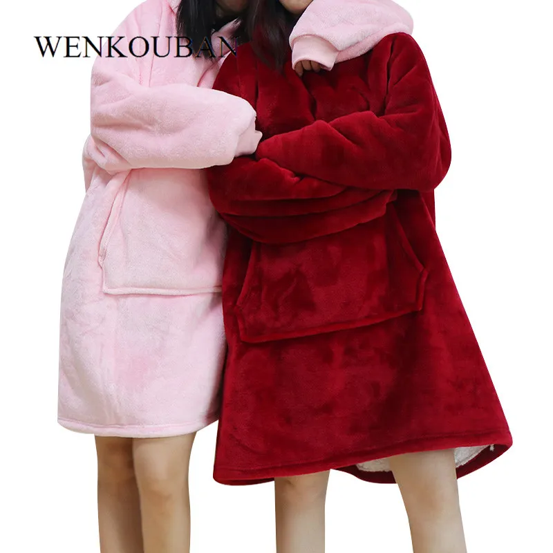 Женская толстовка с капюшоном одеяло свитшот Коралловое Флисовое теплое зимнее