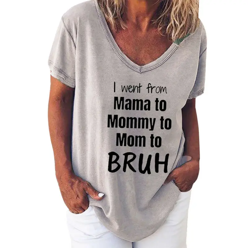 

Womens Letter Printed Short Sleeve V Neck T-Shirt Casual Blouse Top Plus Size