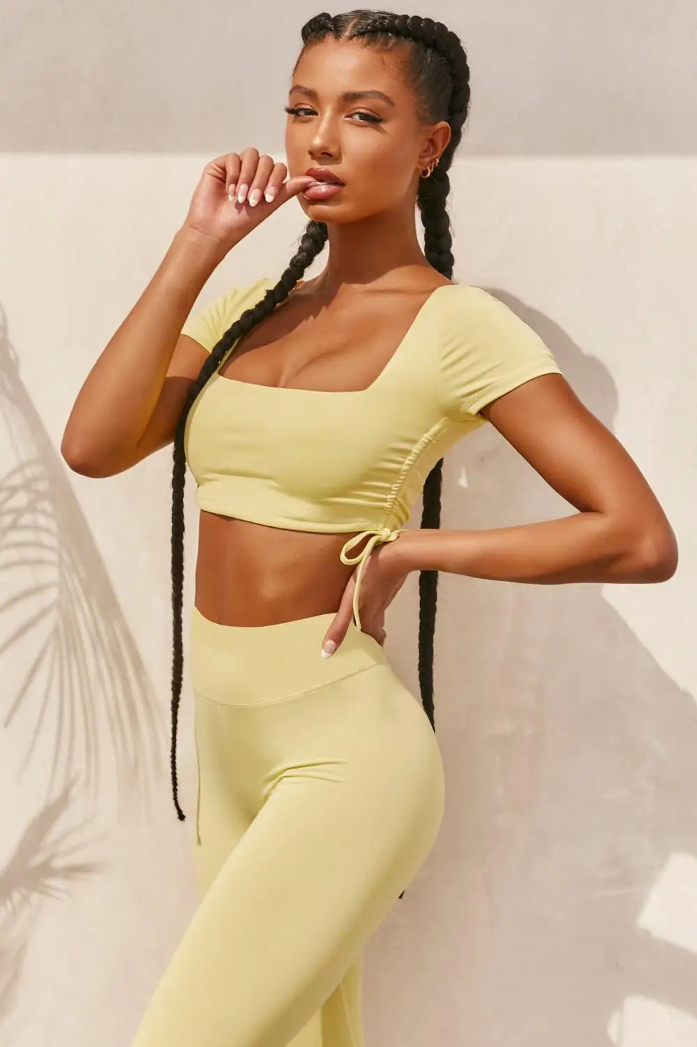 Бесшовный Женский костюм для фитнеса и йоги на шнуровке 2 шт./компл. эластичный