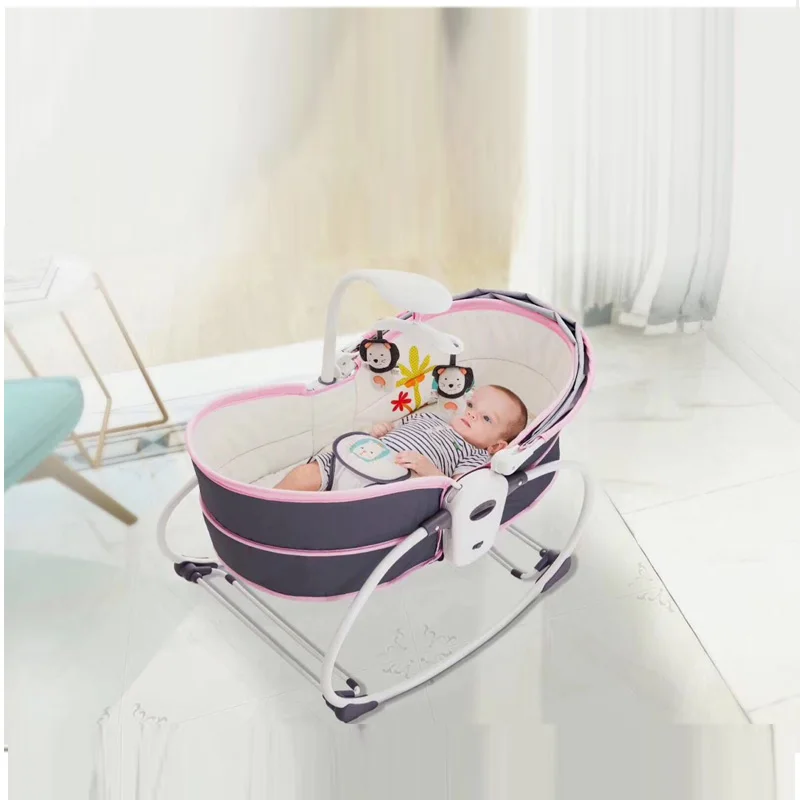New 5 In 1 Baby Rocking Chair Baby Carrier Crib Bed with Mosquito Net Baby Bed with A Baby Artifact Baby Sleeping Basket