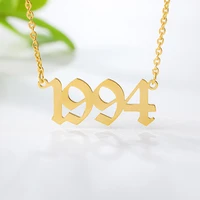 stainless steel 1985 2020 birth year necklaces for women men choker date number pendant chain necklace jewelry commemorat gift