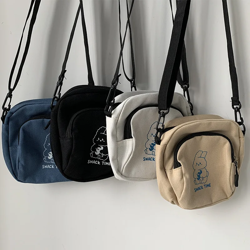 Холщовая маленькая сумка через плечо с милым Кроликом повседневные женские