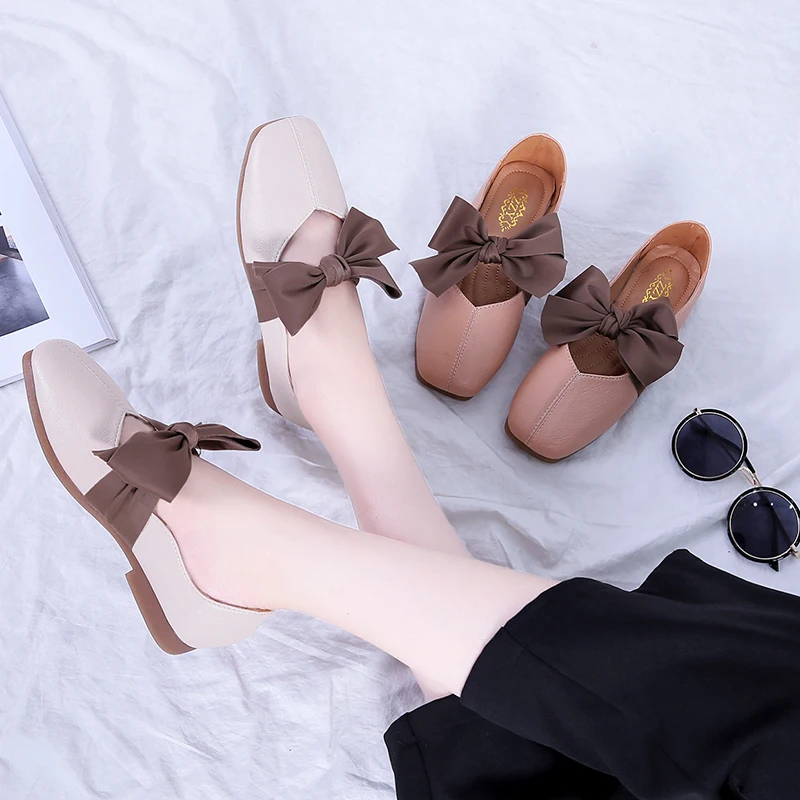 

New Brand Shoes Woman Casual Bow Pointed Toe Flats Shoes for Women Flats Comfortable Shallow Slip on Women Single Shoes U19-22