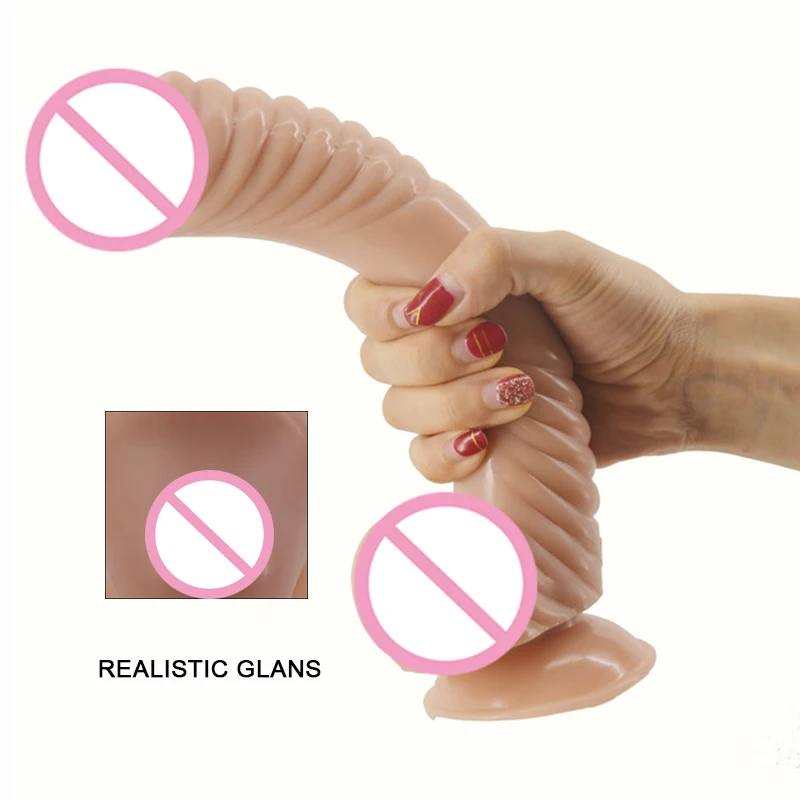 Новый Огромный изогнутый фаллоимитатор животный Пенис с присоской резьбовой